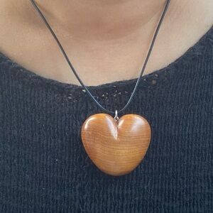 Handmade wooden heart ❤️ necklace